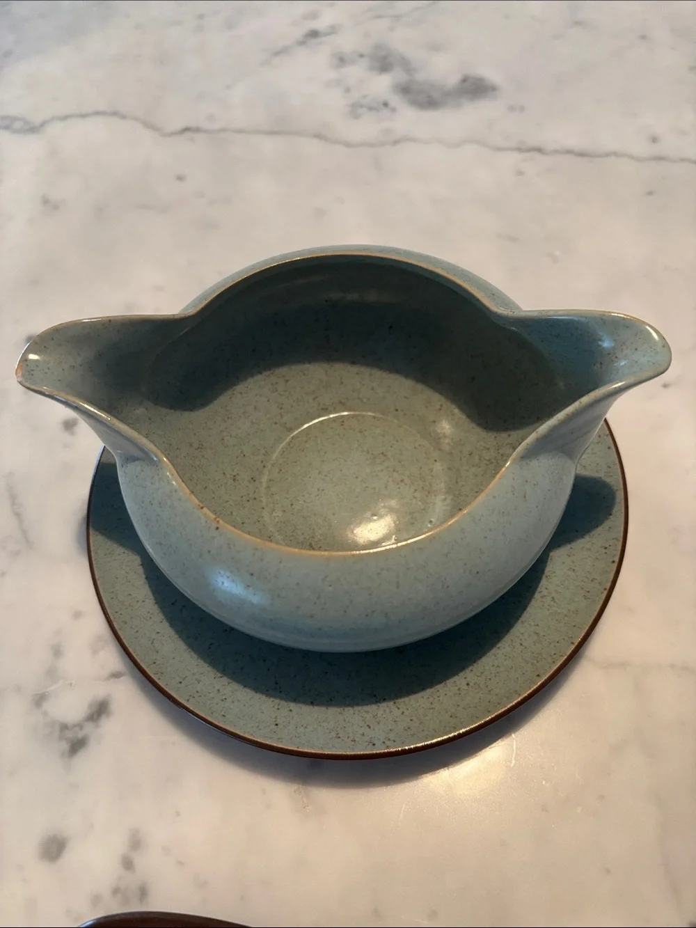 Braystone turquoise stoneware gravy boat and butter dish